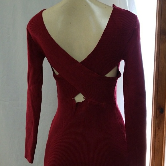 New burgundy open back sweater dress - Picture 2 of 2